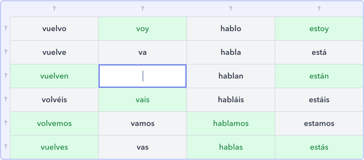 Spanish Verb Sudoku
